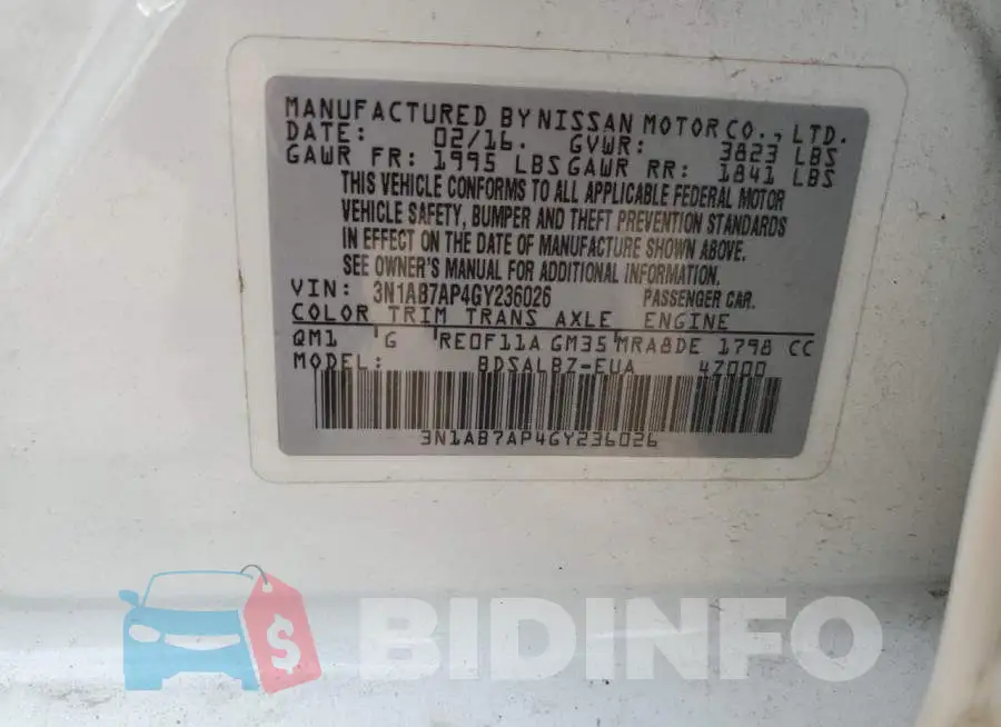 3N1AB7AP4GY236026 Photo# 12