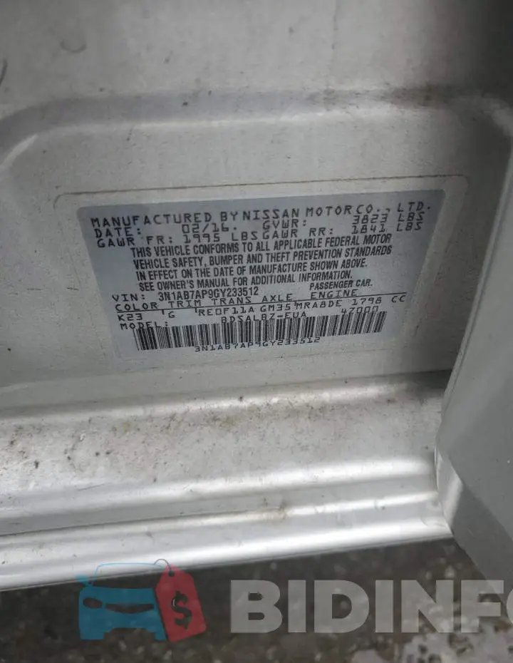 3N1AB7AP9GY233512 Photo# 12