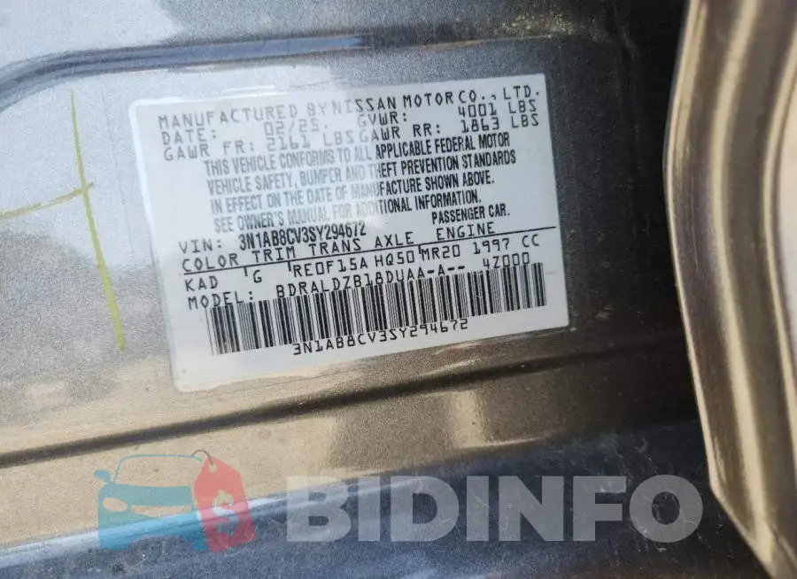 3N1AB8CV3SY294672 Photo# 12