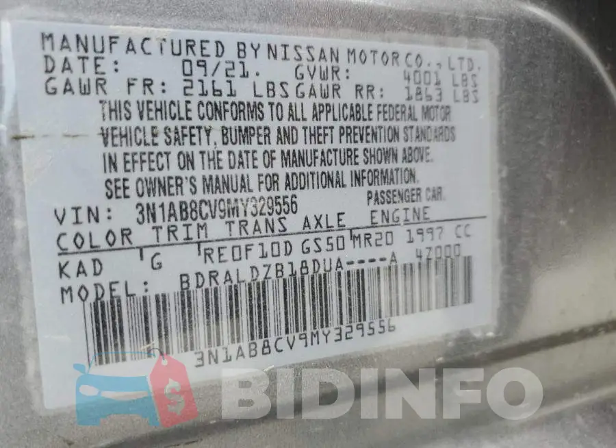 3N1AB8CV9MY329556 Photo# 13