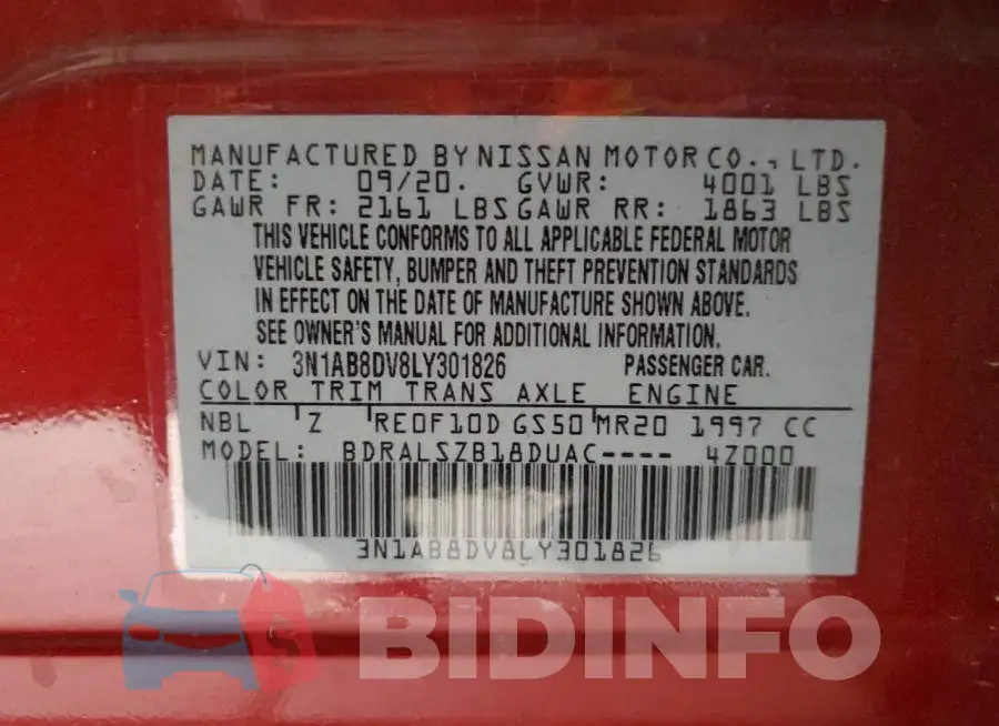 3N1AB8DV8LY301826 Photo# 12