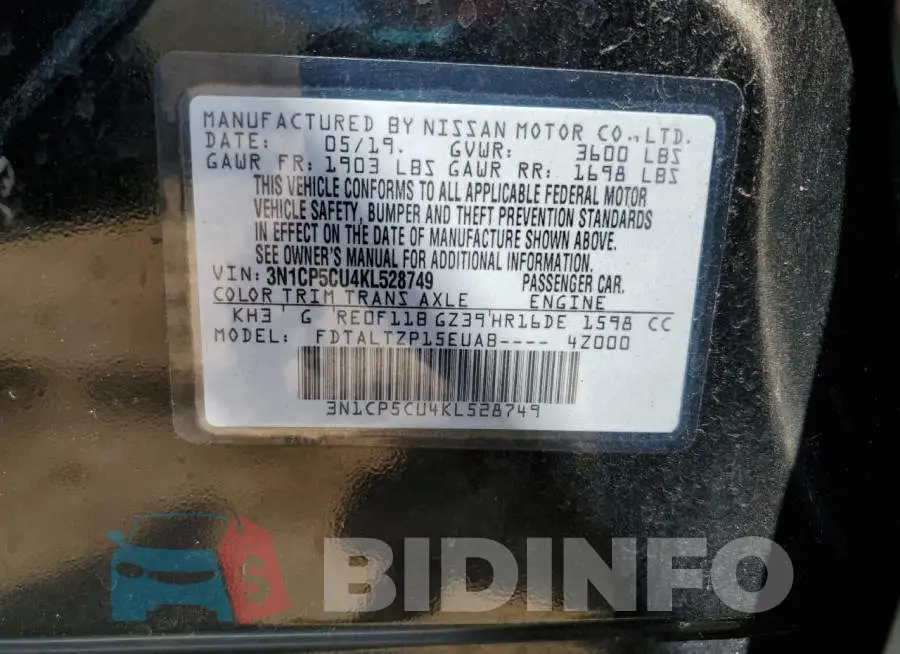 3N1CP5CU4KL528749 Photo# 13