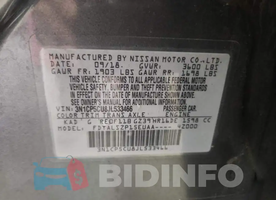 3N1CP5CU8JL533466 Photo# 12