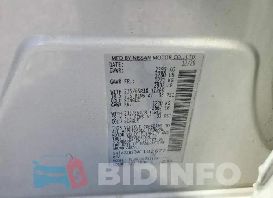 5N1AZ2BS2MC102677 Photo# 14