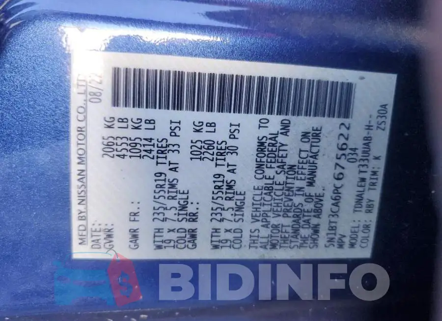 5N1BT3CA6PC675622 Photo# 14