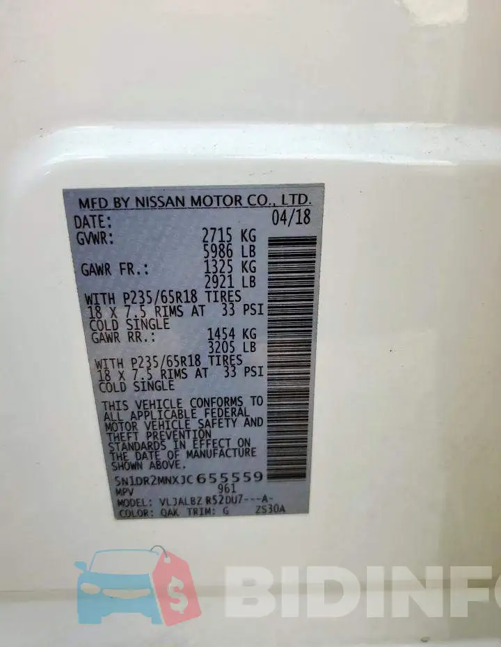 5N1DR2MNXJC655559 Photo# 13