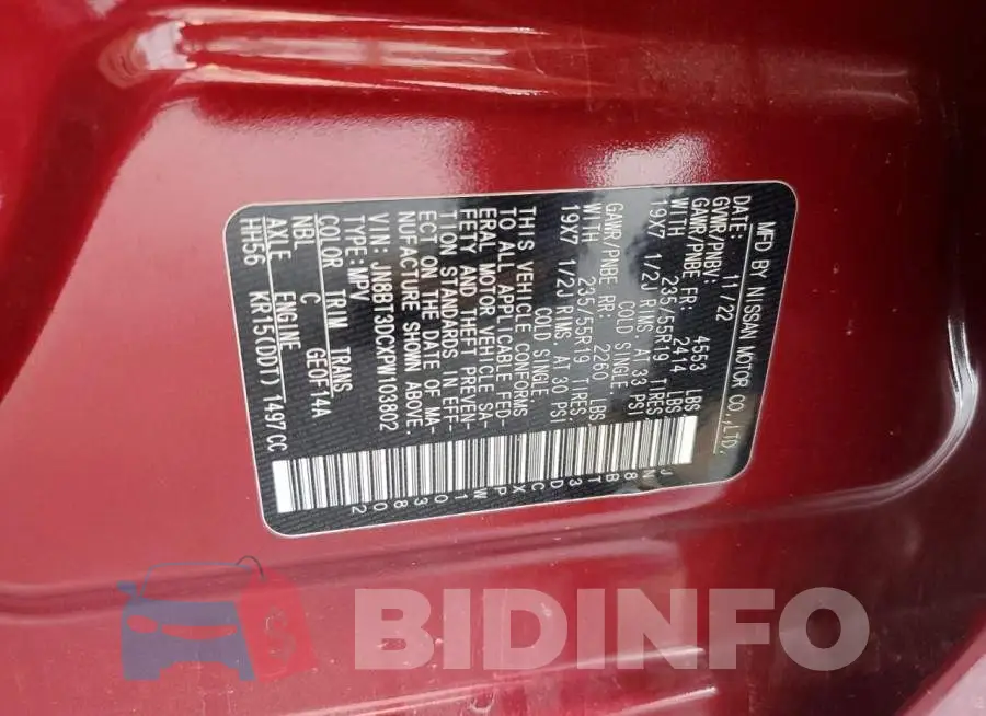 JN8BT3DCXPW103802 Photo# 13