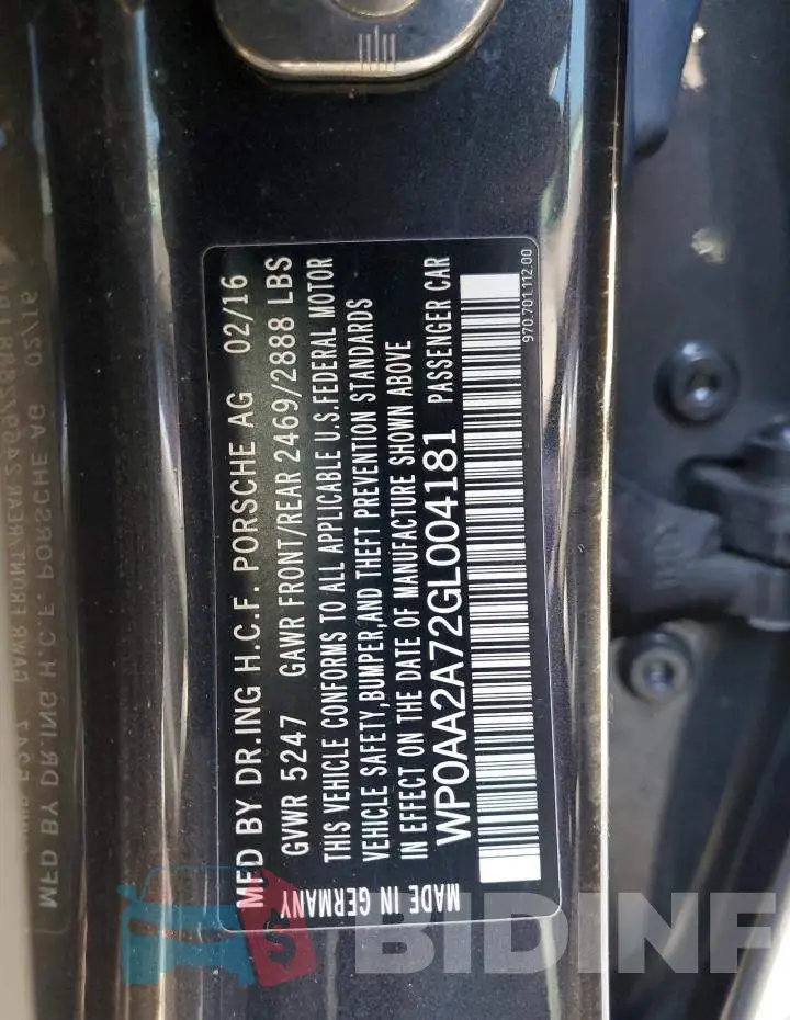 WP0AA2A72GL004181 Photo# 13