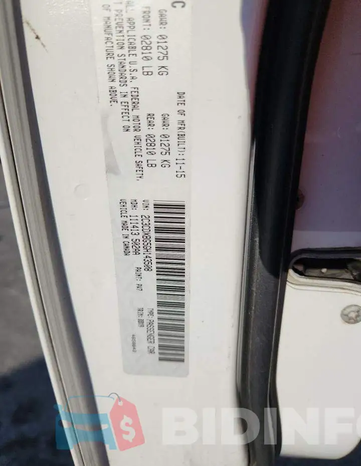 2C3CDXBG5GH143508 Photo# 12
