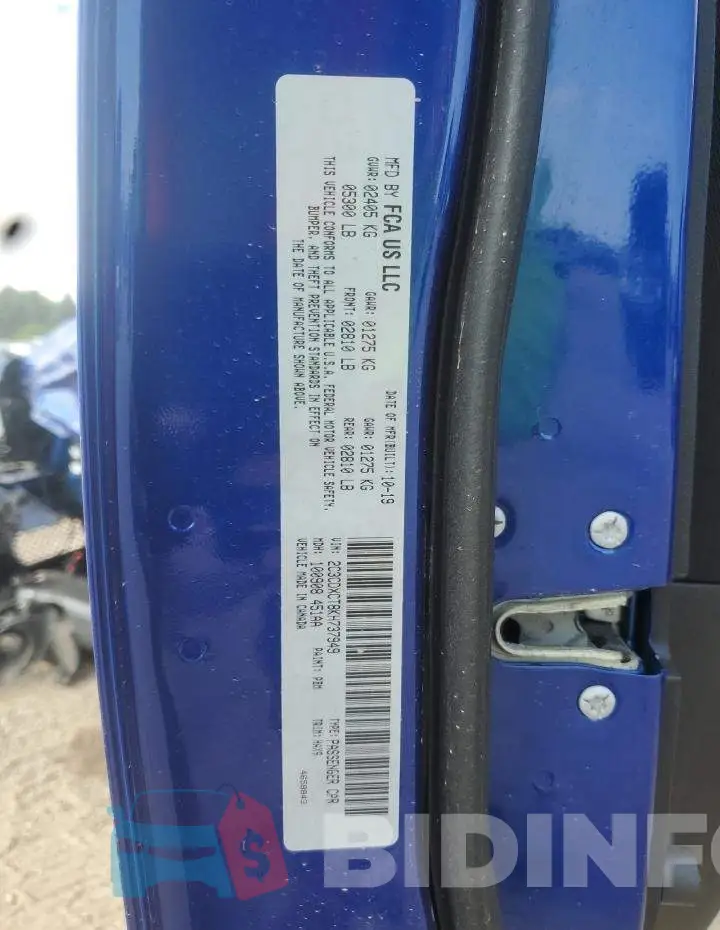 2C3CDXCT8KH737949 Photo# 13