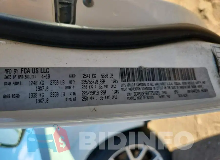 3C4PDDEG6KT751691 Photo# 13