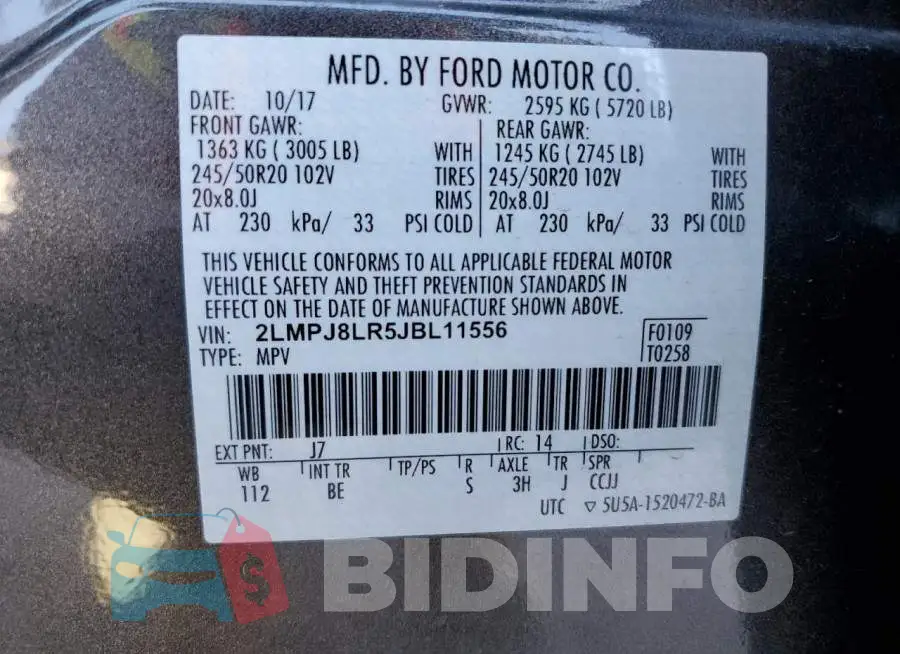 2LMPJ8LR5JBL11556 Photo# 14