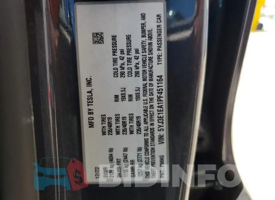 5YJ3E1EA1PF451164 Photo# 12