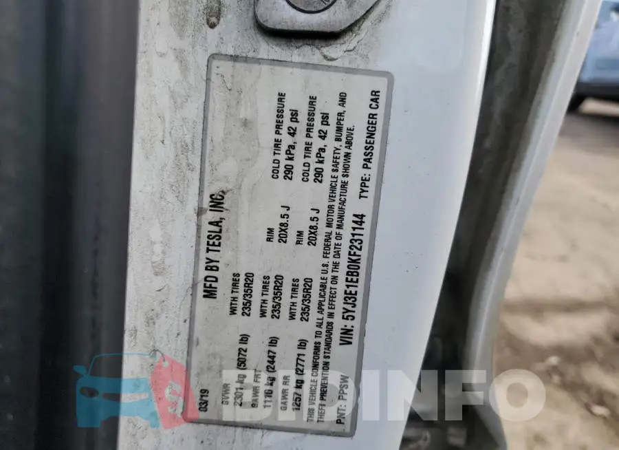 5YJ3E1EB0KF231144 Photo# 12