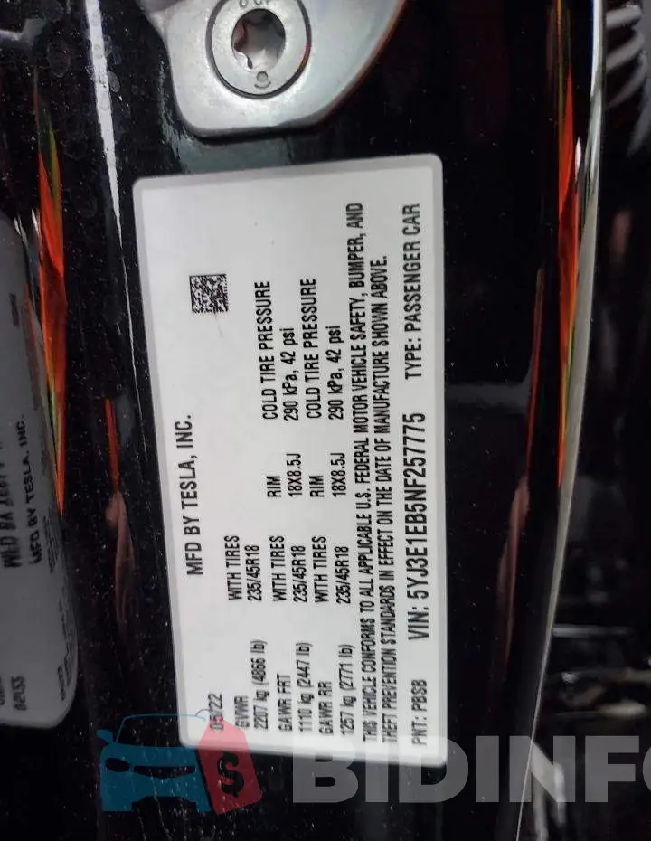 5YJ3E1EB5NF257775 Photo# 13
