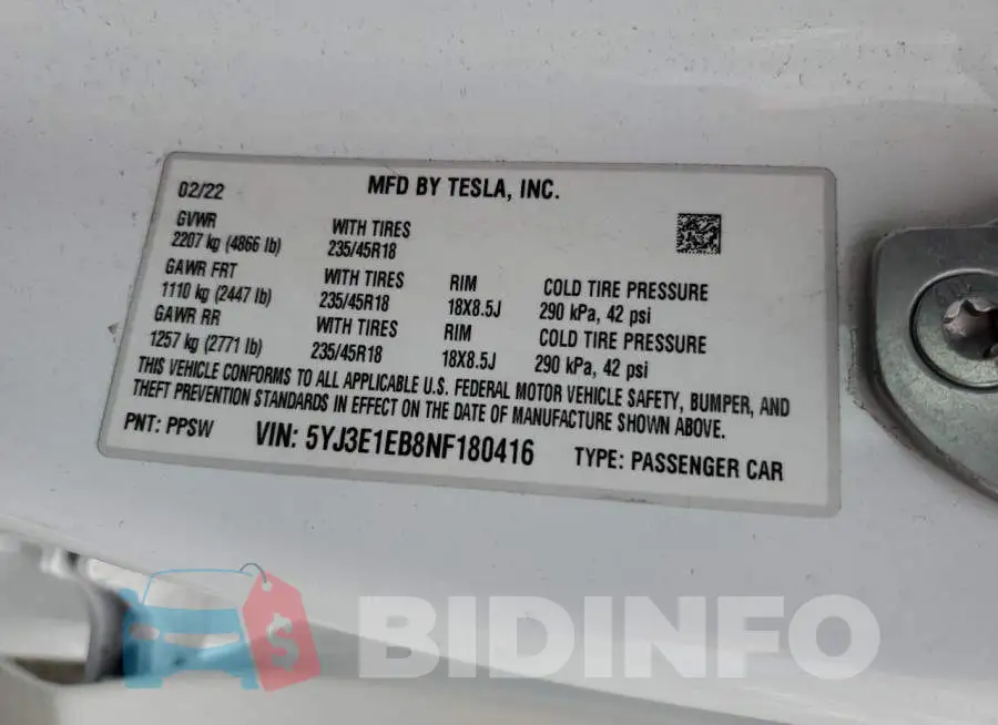 5YJ3E1EB8NF180416 Photo# 12