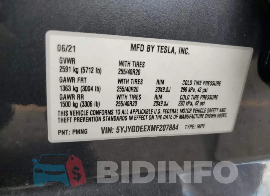 5YJYGDEEXMF207884 Photo# 13