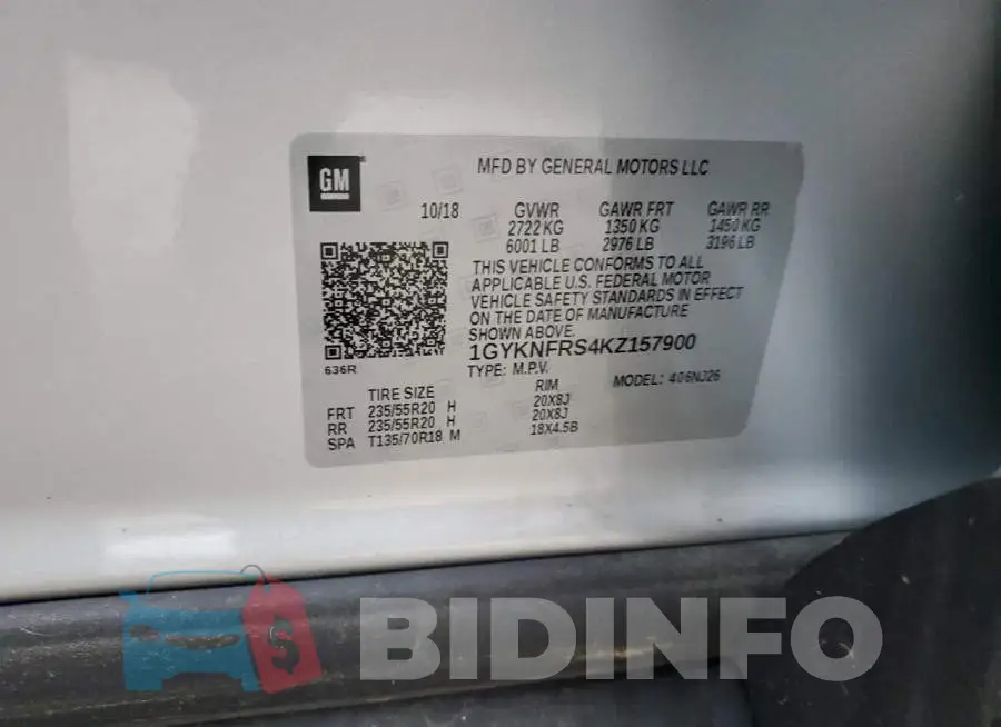 1GYKNFRS4KZ157900 Photo# 13
