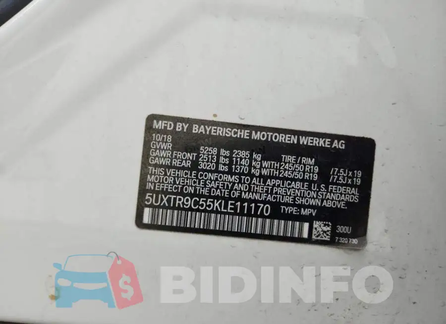 5UXTR9C55KLE11170 Photo# 13