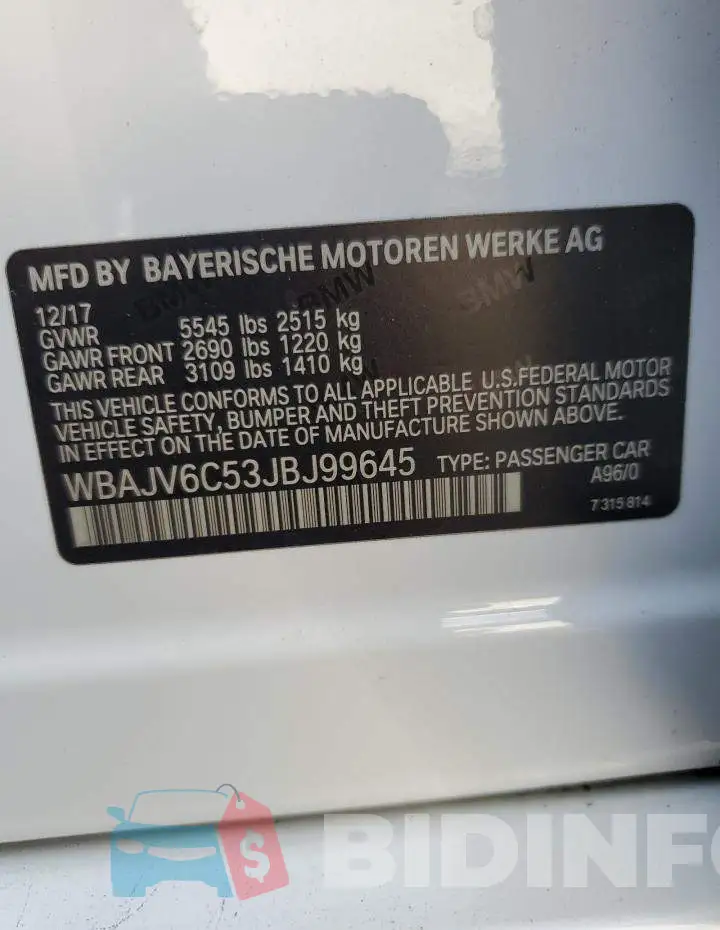 WBAJV6C53JBJ99645 Photo# 12