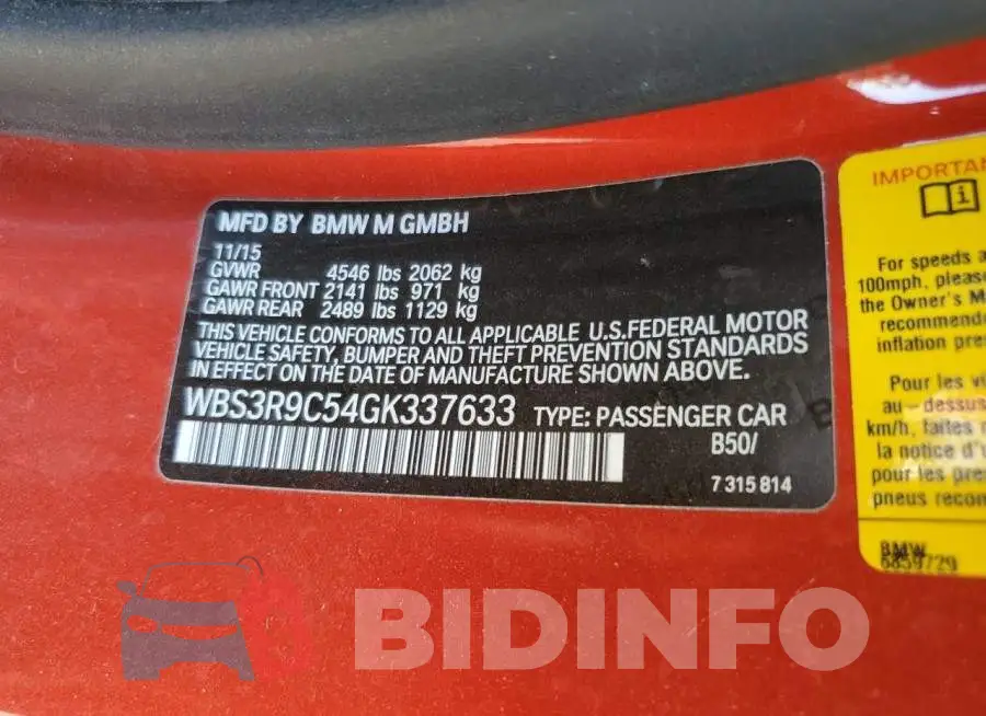 WBS3R9C54GK337633 Photo# 12
