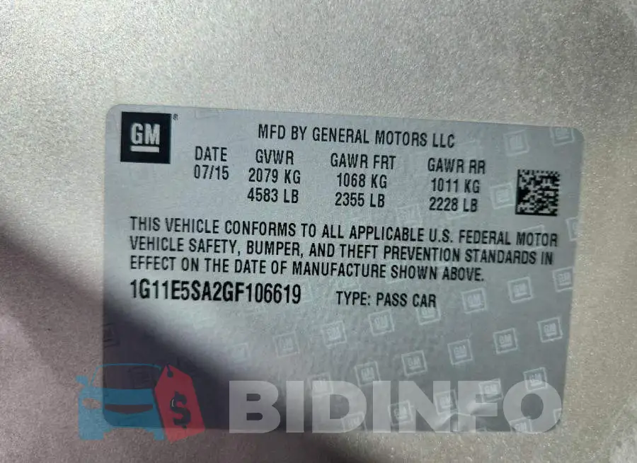 1G11E5SA2GF106619 Photo# 12