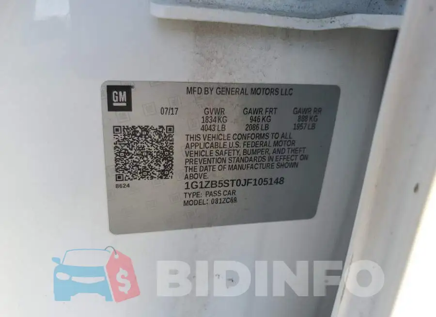 1G1ZB5ST0JF105148 Photo# 12