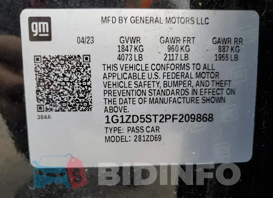 1G1ZD5ST2PF209868 Photo# 13