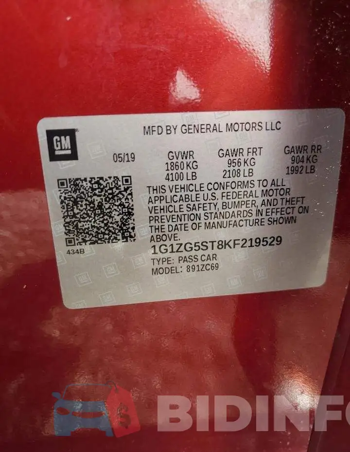 1G1ZG5ST8KF219529 Photo# 12