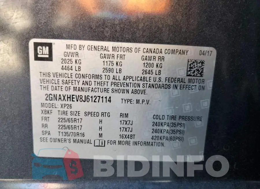 2GNAXHEV8J6127114 Photo# 14