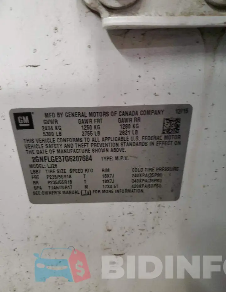 2GNFLGE37G6207684 Photo# 13