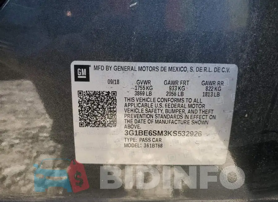 3G1BE6SM3KS532926 Photo# 13