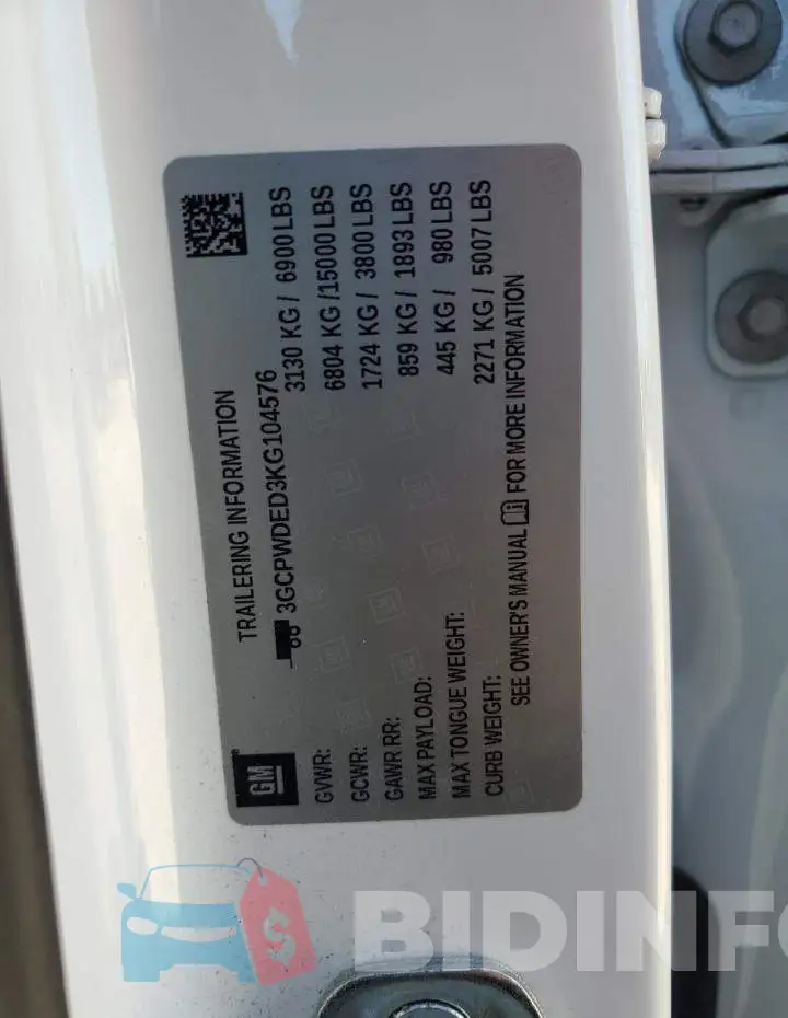3GCPWDED3KG104576 Photo# 12