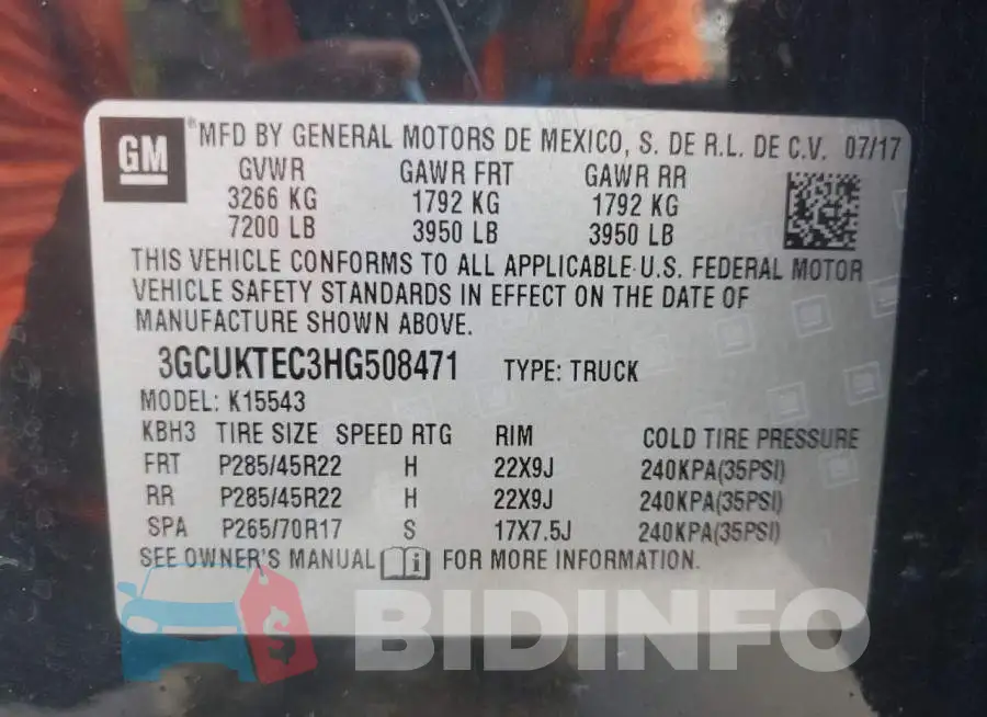 3GCUKTEC3HG508471 Photo# 12