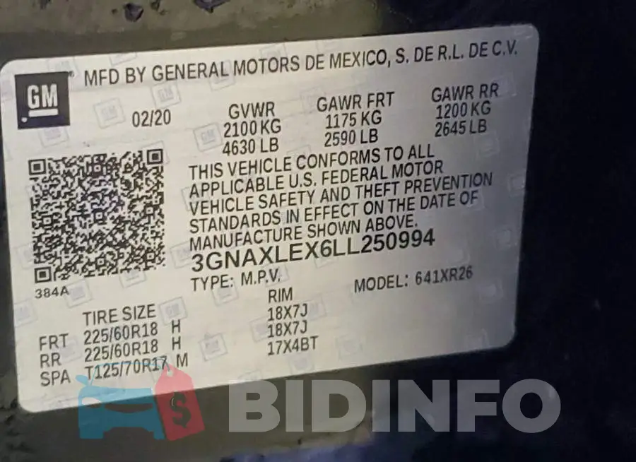 3GNAXLEX6LL250994 Photo# 13