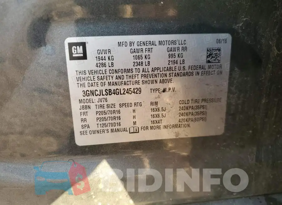 3GNCJLSB4GL245429 Photo# 13