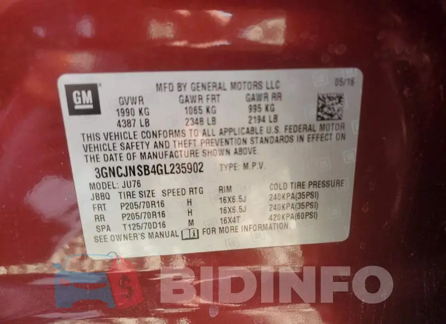 3GNCJNSB4GL235902 Photo# 13