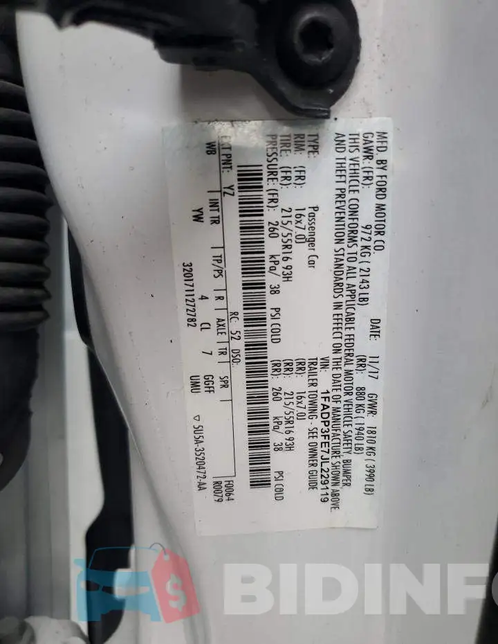 1FADP3FE7JL229119 Photo# 12