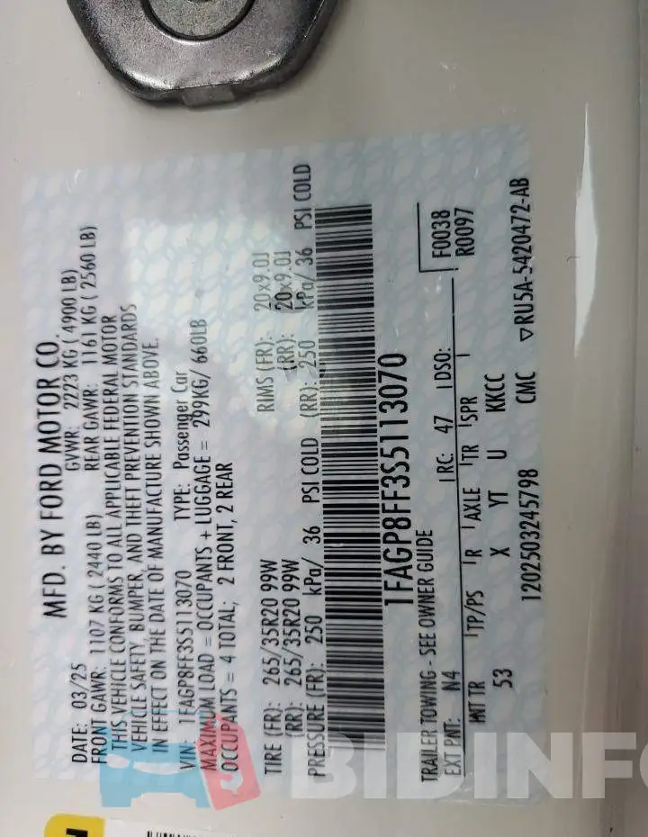 1FAGP8FF3S5113070 Photo# 12