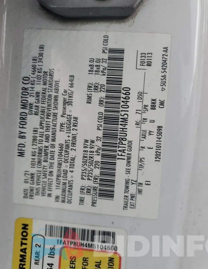 1FATP8UH4M5104660 Photo# 12