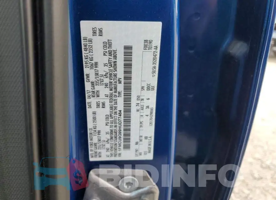 1FMCU9G99HUD77484 Photo# 13