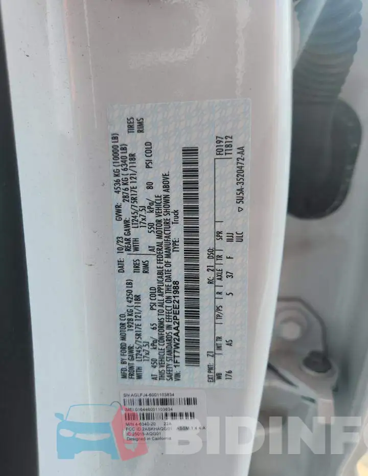 1FT7W2AA2PEE21988 Photo# 12
