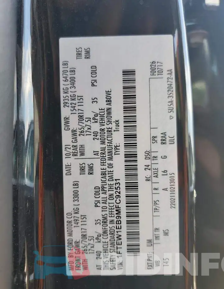 1FTEW1EB9MFC92531 Photo# 12