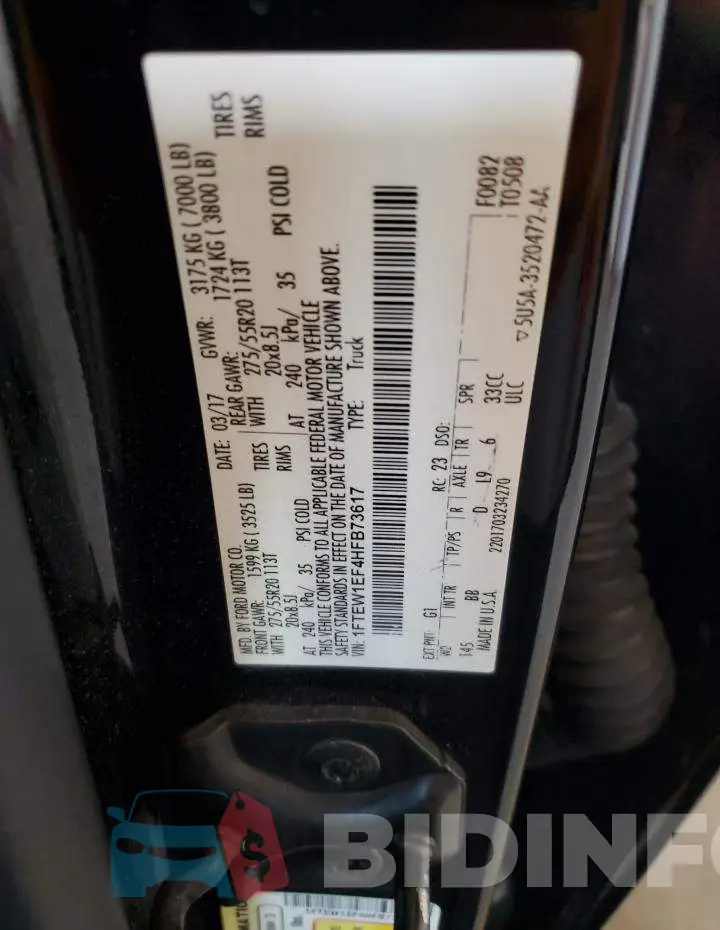 1FTEW1EF4HFB73617 Photo# 12