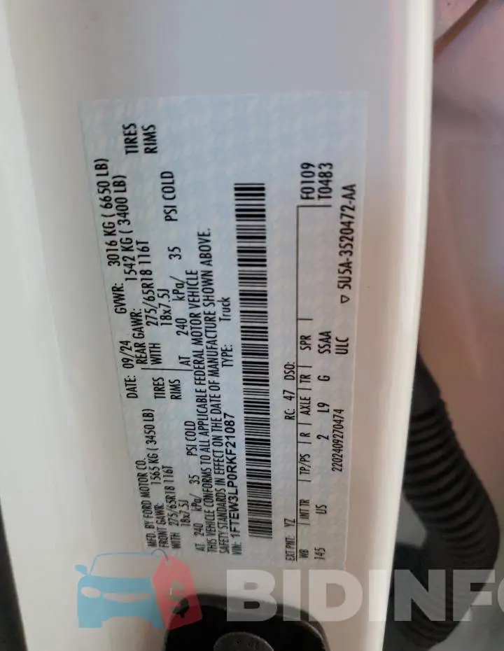 1FTEW3LP0RKF21087 Photo# 12