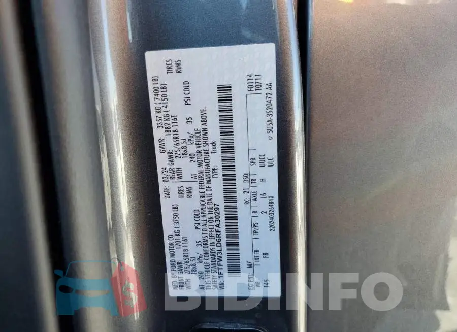 1FTFW3LD6RFA30297 Photo# 12
