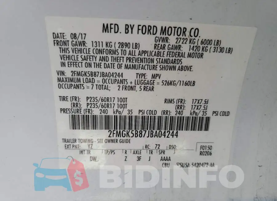 2FMGK5B87JBA04244 Photo# 13
