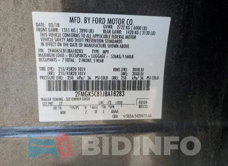 2FMGK5C81JBA18283 Photo# 13