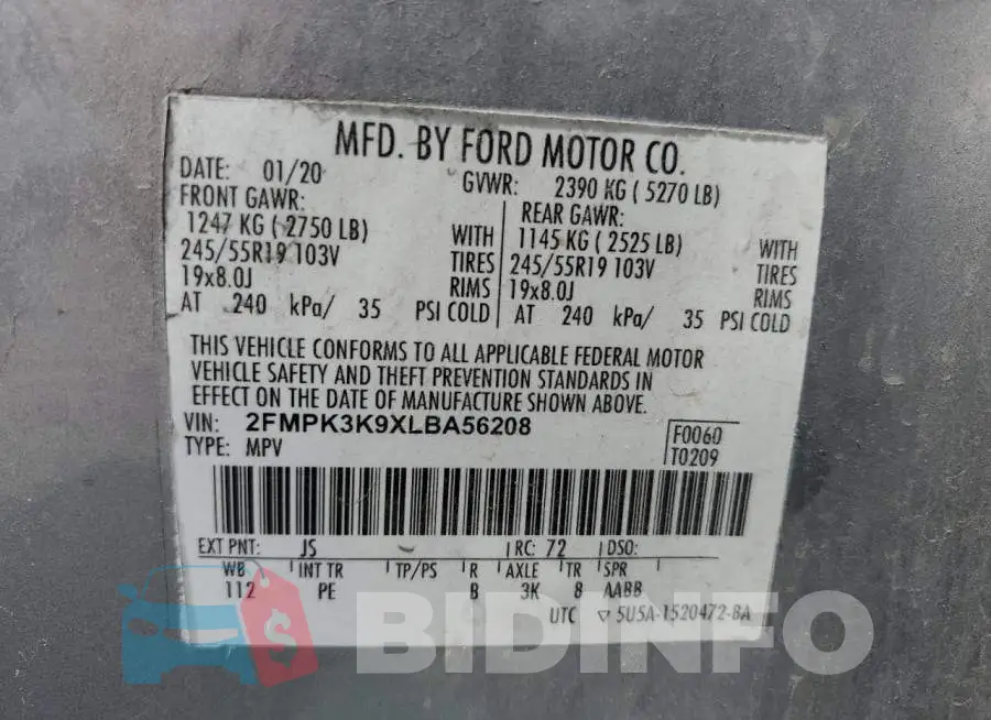 2FMPK3K9XLBA56208 Photo# 13