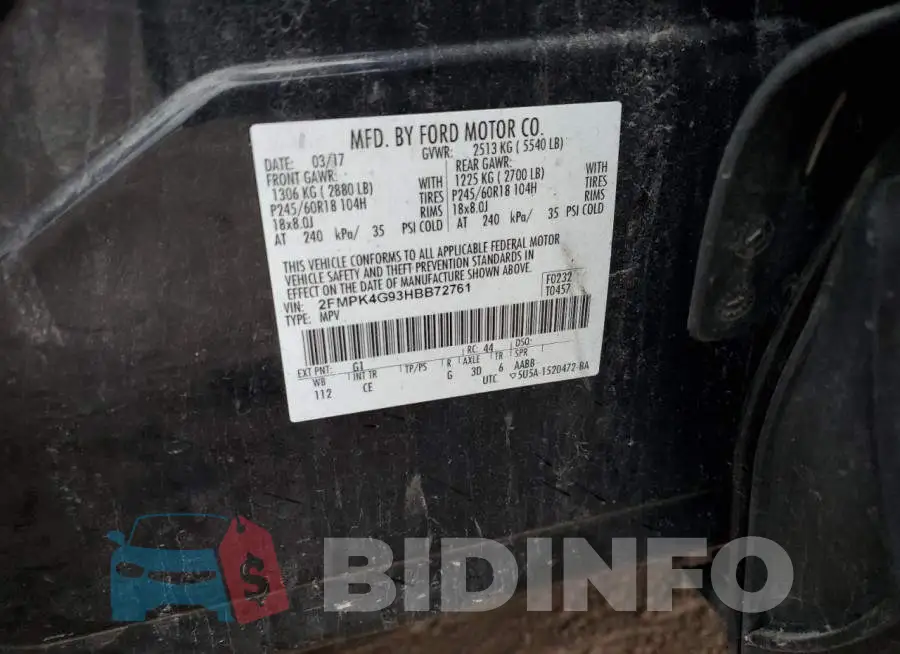 2FMPK4G93HBB72761 Photo# 13